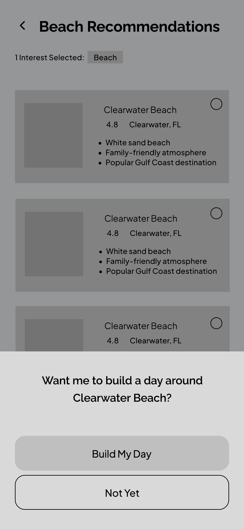Wireframe: bottom sheet screen
